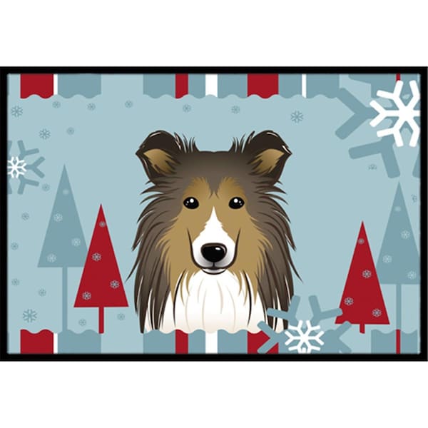 Jensendistributionservices Winter Holiday Sheltie Indoor & Outdoor Mat, 24 x 36 in. MI2556711 - main